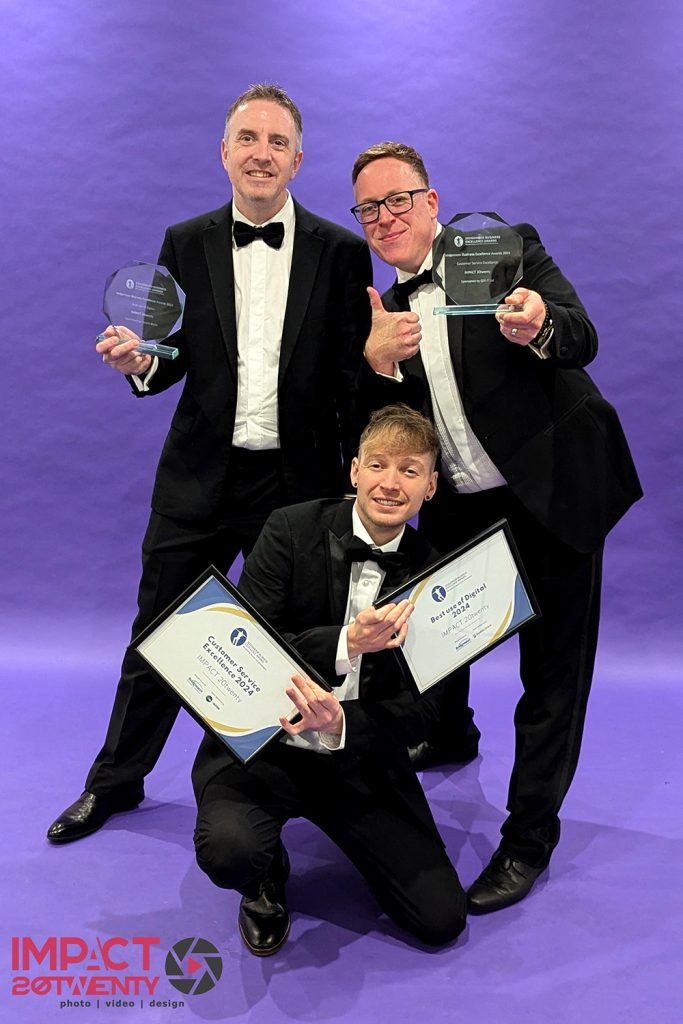 IMPACT 20twenty won big at The 2024 Sedgemoor Business Excellence Awards. Noiminated for 3 Awards and came away with two... Best Use of Digital and The Customer Service Excellence Awards for their work in Commercial photography, video production, design and website design, SEO, hosting and support for businesses not just in Bridgwater and the surrounding area but around the county of Somerset, the south west to London and Scotland. In attendance were Justin Krause, James Wiggans and Aaron Holden